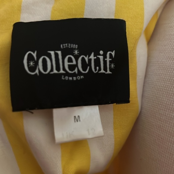 Collectif Yellow Striped Sleeveless Dress - Picture 2 of 2